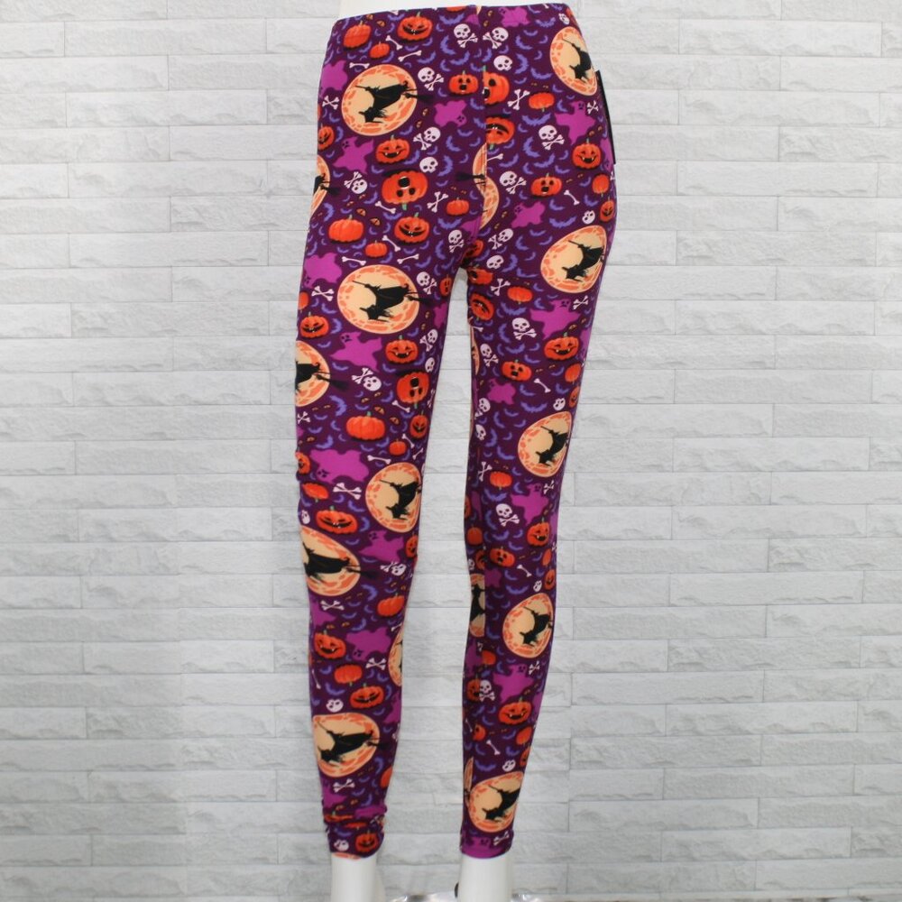 LOVELY BOUTIQUE Leggings Wicked Witches Halloween Holiday Colorful One Size